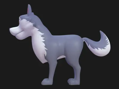 Cartoon Wolf Rigged Low-poly 3D model
