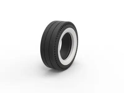 Whitewall rear tire of vintage dragster Version 4 Scale 1 to 25 3D print model