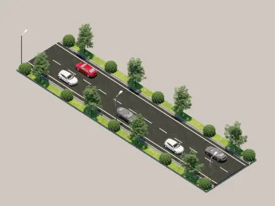 Road types Remastered  ID002 Free 3D model