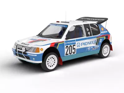 Peugeot 205 T16 Grand Raid Paris Dakar 1988 3d model 3D model