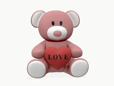 bear teddy plush toy with heart 3D model