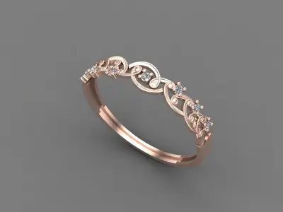 Women Ring Diamond Stone STL 3DM Lightweight Printable 3D print model 8