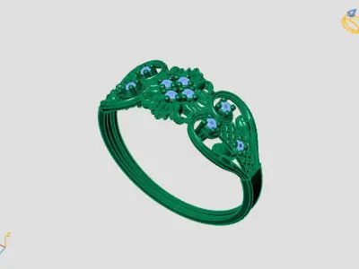 Women Ring Diamond Stone STL 3DM Lightweight Printable 3D print model 45