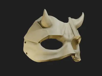 Oni Mask 12 Half Demon Face 3D print model