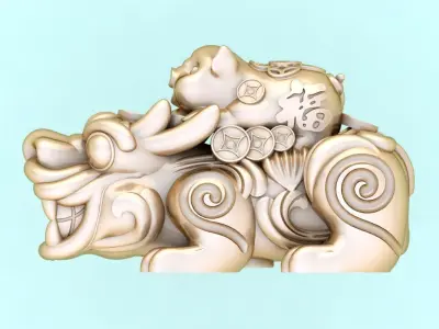 Pixiu pig Bracelet - Unicorn  bracelet - 5 Size 3D Model Collection