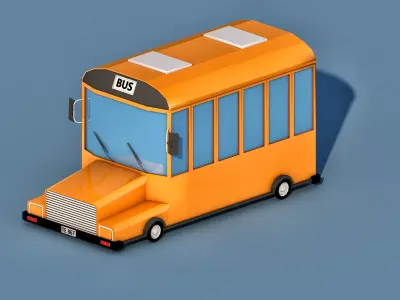 Cartoon School Bus Low-poly 3D model