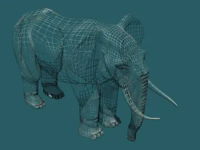 Elephant 3D model with tusks Low-poly 3D model