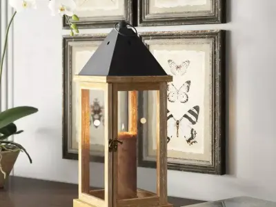 Tall Glass and Metal Lantern 3D model purchase