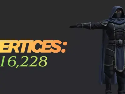 Dark Assassin Knight Low Poly Game Character Low-poly 3D model