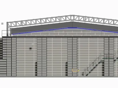 Legoblock hall with mobile roof 3D model