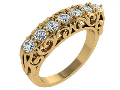 Round Diamond Engraving Ring 4455 3D print model