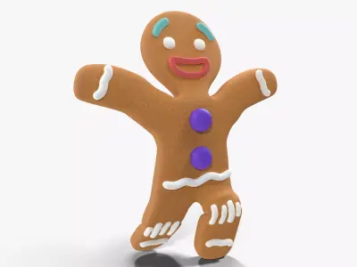 Gingerbread Man Rigged Low-poly 3D model