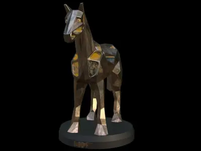 Steampunk Horse Low-poly 3D model