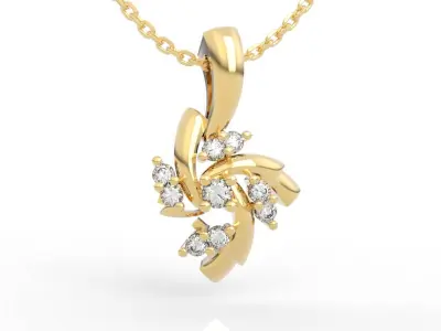 Floral Design Necklace Diamond Pendant 3D print model
