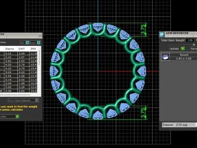 U Shaped Eternity Ring 3 point 6 mm stone size swiss 20 and EU60 3D print model