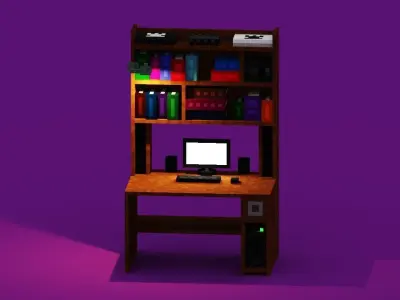 3D Voxel Study Desk And Isometric Sprites 3D model