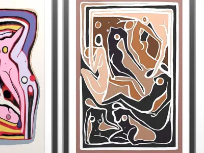 Art Frames 156- Ecstatic Nudes Art Print 3D model