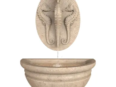 Seahorse Wall Fountain Water Feature 3D model