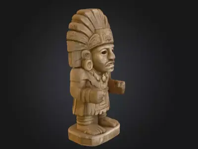 Aztec Warrior Statue Low-poly 3D model