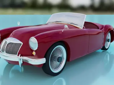 MG MGA 1955 Classic Roadster - High Poly Vintage British Car 3D model