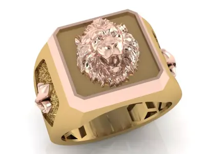 Luxury 5 piece lion men ring 3D print model
