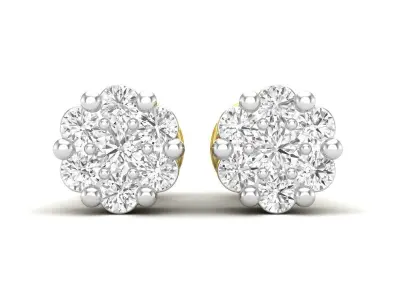 Diamond cluster earrings for woman 3D print model purchase