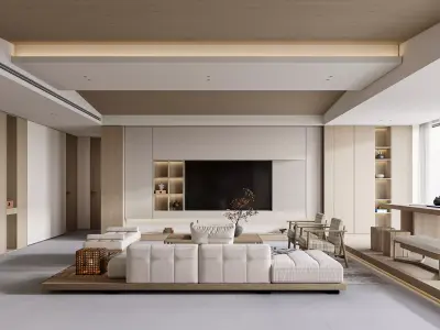 Japanese living room and dining room interior scenes 3D model