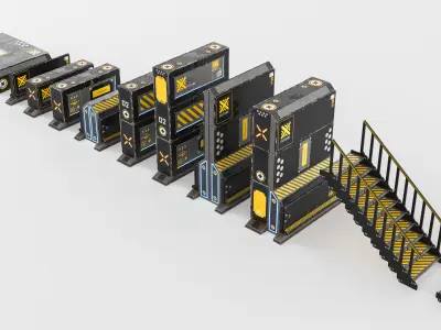 Sci-Fi Cover Wall Low-poly 3D model