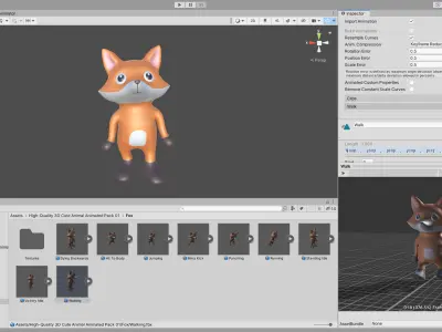 High-Quality 3D Cute Fox - Animated for Games Low-poly 3D model