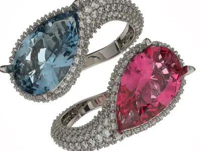 jewelry luxury ring with gem pear 12x7mm 2ct  Printable STL  3D print model