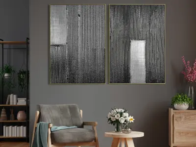 Plaster Two Photo Frame 02 Low-poly 3D model