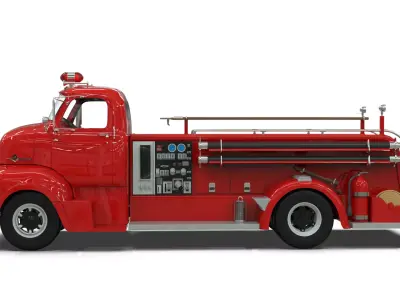 Vintage COE Firetruck with Complete Firefighting Equipment  3D model