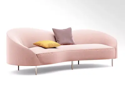 CB2 Curvo Pink Velvet Sofa 3D model