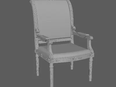 armchair ornate chair with gold trim 3D model