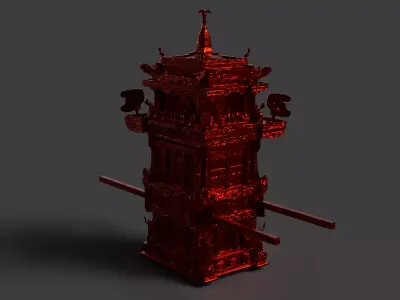 Chinese wedding sedan   Low-poly 3D model