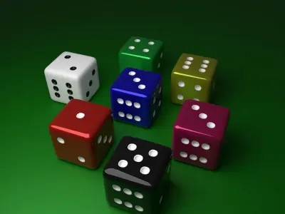 6 Edged Dices Low-poly 3D model