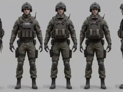 Battle Royale Soldier 3D Character Game Ready Low-poly 3D model