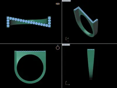 alphabet jewelry ring diamond letter Z 3D print model
