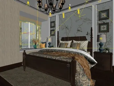 American Style Bedroom Design 3D model