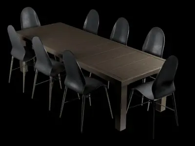 Table and Chairs Low-poly 3D model