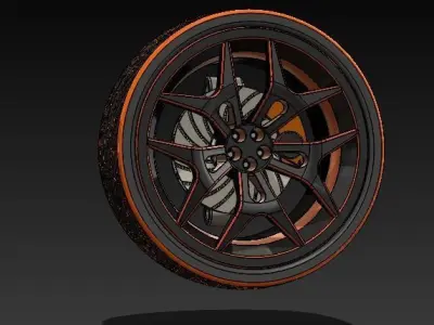 Wheel 3D model tire with honeycomb pattern 3D print model