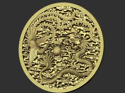 Dragon and Phoenix 3D print model