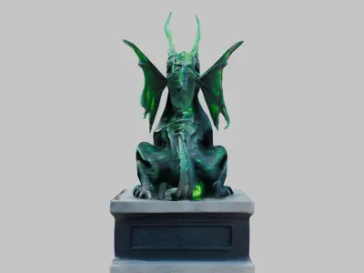 Mystical Dragon Statue Detailed 3D Model Low-poly 3D model
