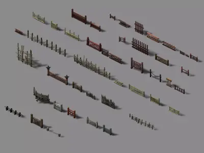 Game Building Decoration - Fence 01 3D model