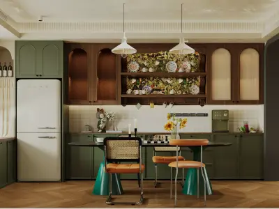 French Eclectic Vintage Living Room  3D model   3D model