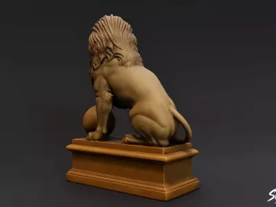 Lion Statue V5 Low-poly 3D model