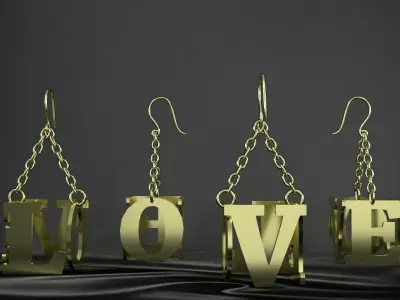 earrings love 3D model