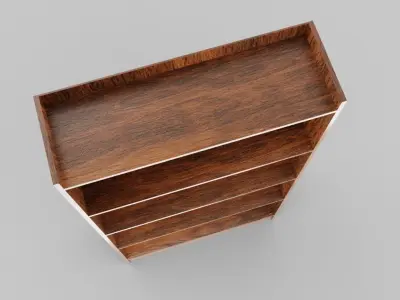 Tall Wooden 4-Row Shelf Low-poly 3D model