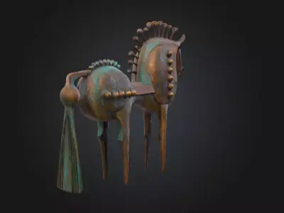Bronze Horse Sculpture Low-poly 3D model