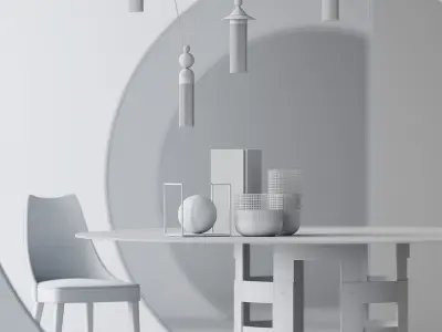 Aesthetic interior scene 3D model